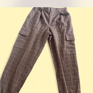 a new day Women's Brown Checkered Cargo Pants